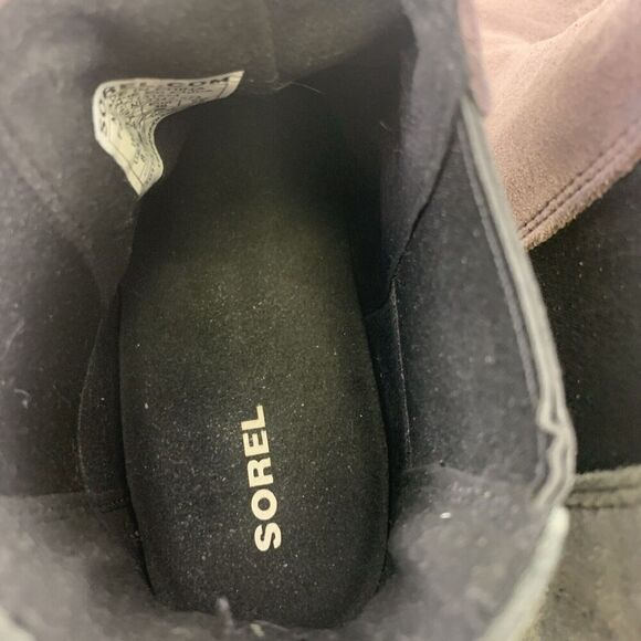 Sorel Joan Of Artic Wedge Chelsea Boot Purple Sage Suede Pull On Ankle Womens 8 - Picture 6 of 12